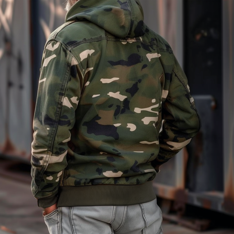 Cavonni⢠Camouflage Cargo Jacket with Hood and Multiple Pockets