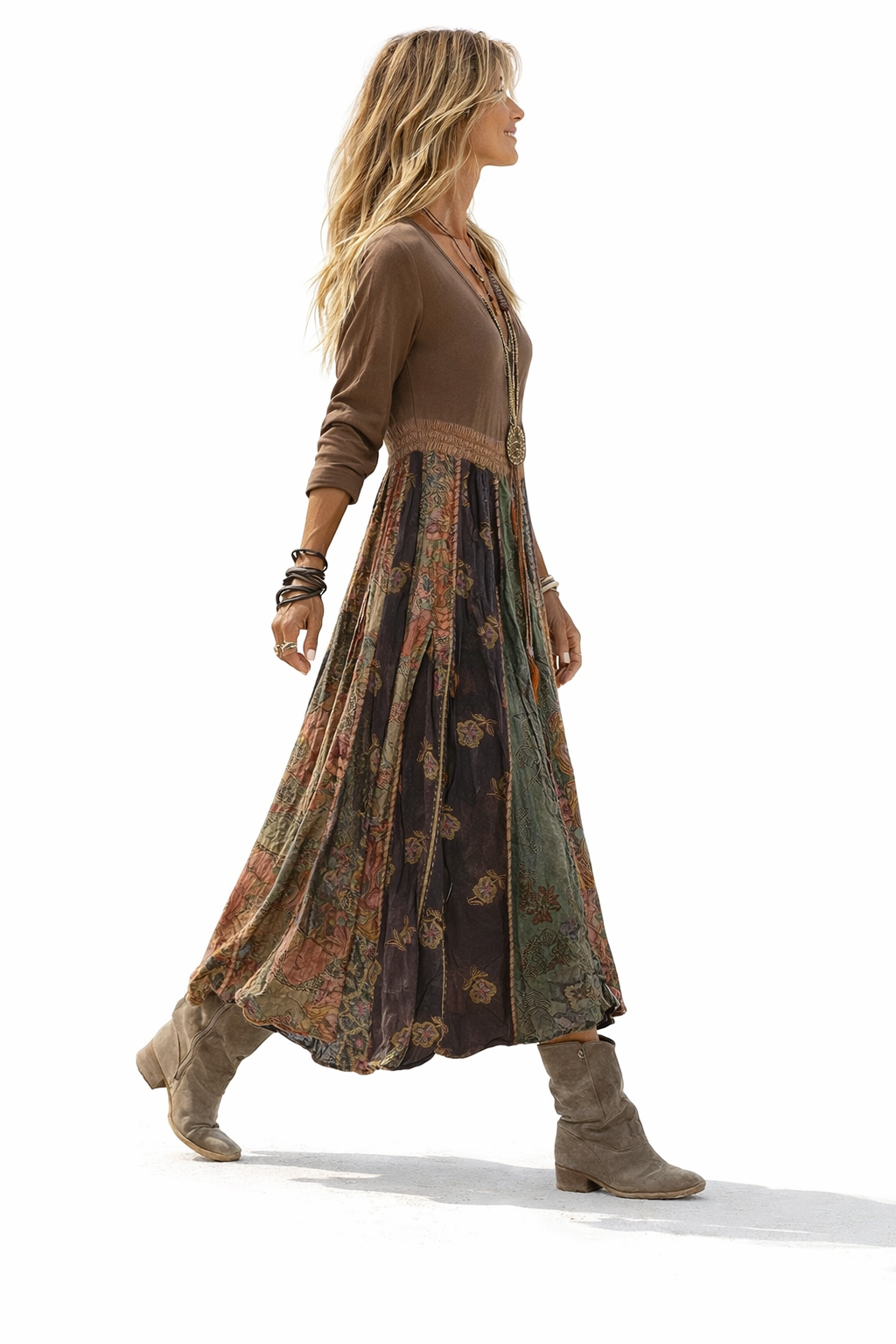 Jovienne⢠Bohemian Patchwork Earth Dress