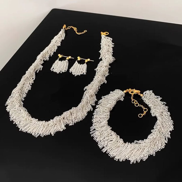 Ursa™ Earrings, Necklace, Bracelet with Cascade Tassels