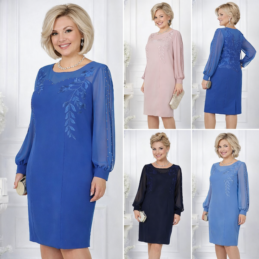 Senara™ Soft Neckline Embroidered Dress