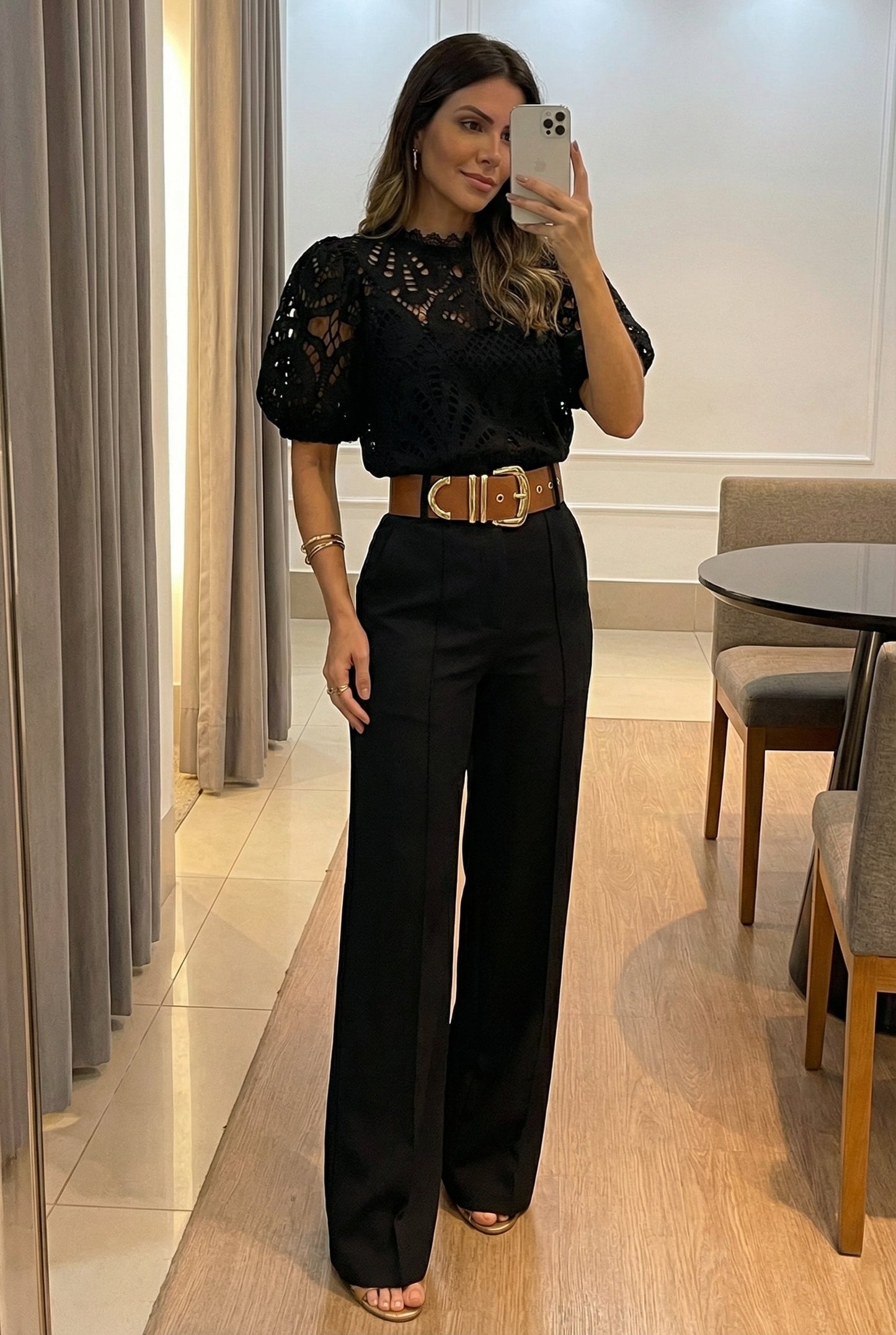Sireva™ Elegant Blouse and Pants Set with Flowing Fall