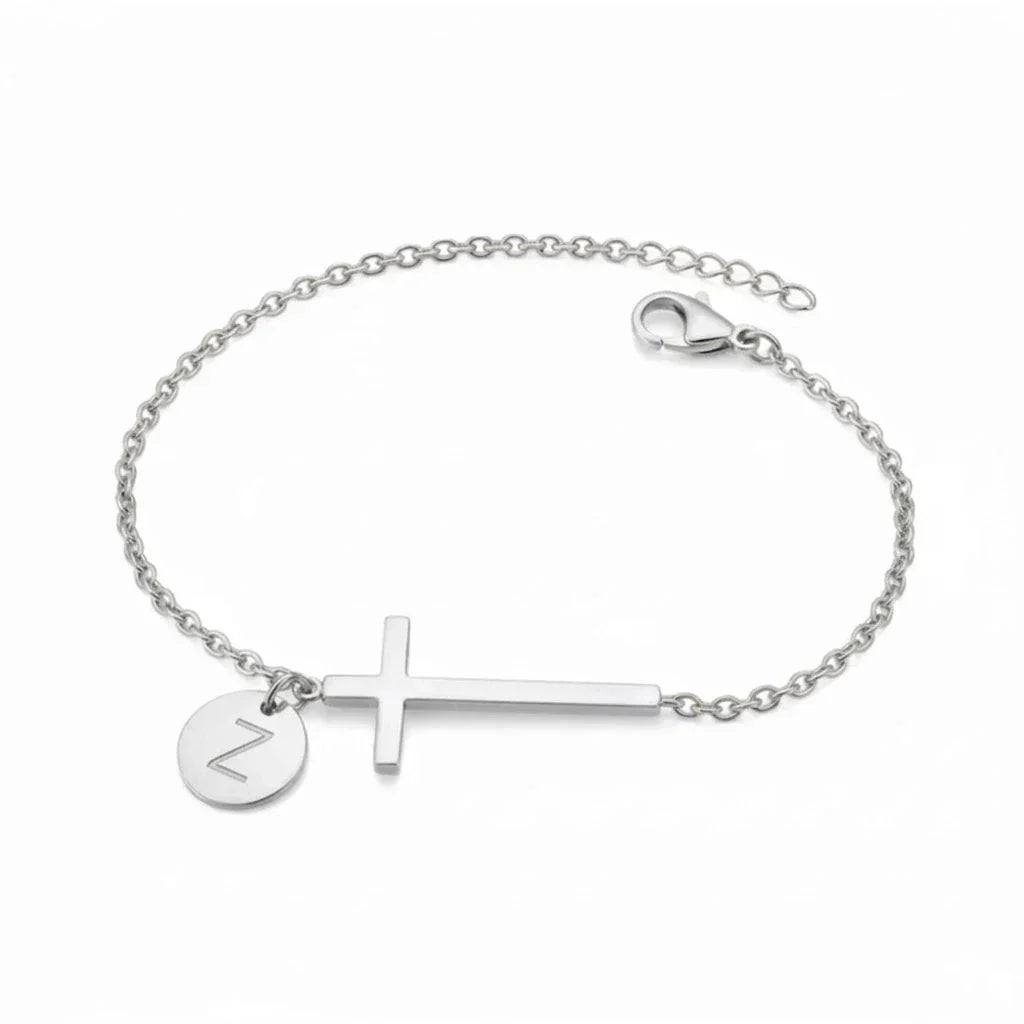 Elodryn™ Initial Sacred Bracelet – Personalized Cross