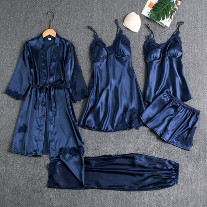 Rosmira™ Luminous Silk Night Set Five Pieces