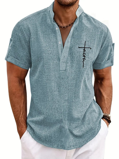 Hayes™ Elegant Short-Sleeve High-Collar Shirt