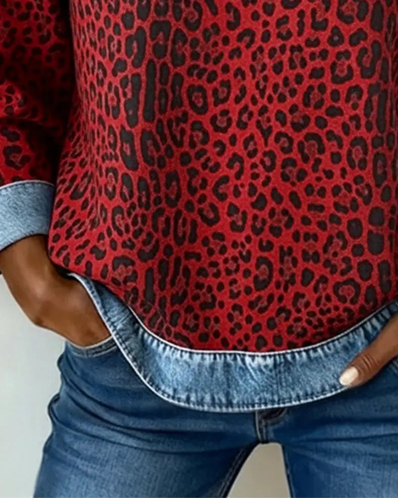 Virezza™ Leopard Patch Denim Sweater