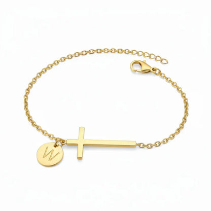 Elodryn™ Initial Sacred Bracelet – Personalized Cross