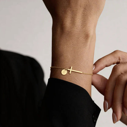 Elodryn™ Initial Sacred Bracelet – Personalized Cross