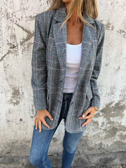 Melorae™ Blazer Casual Classic Check