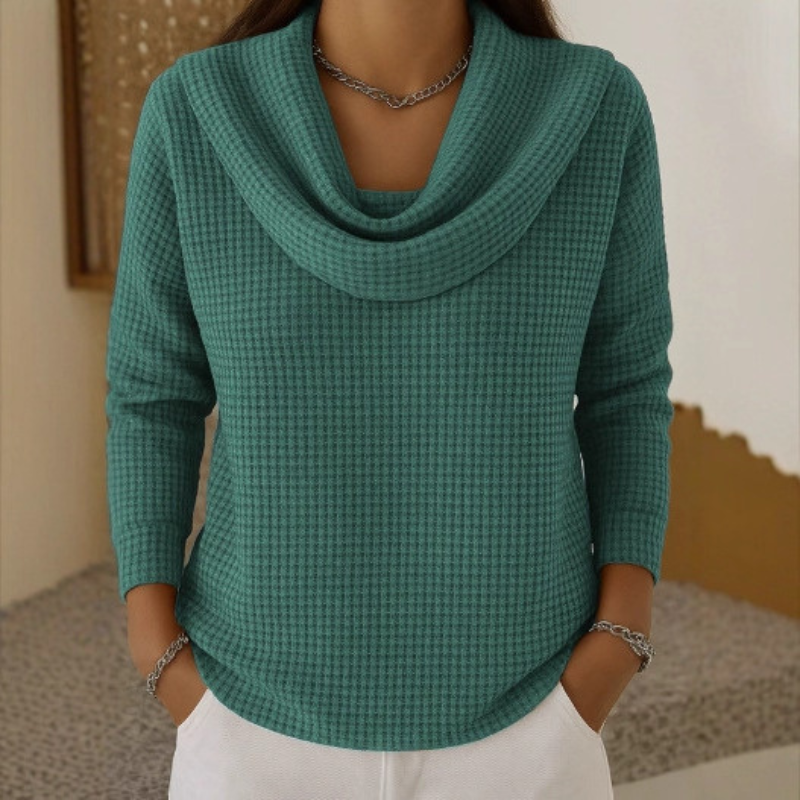 Zuri™ Soft Waffle Sweater with Elegant Neckline