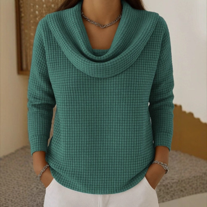 Zuri™ Soft Waffle Sweater with Elegant Neckline