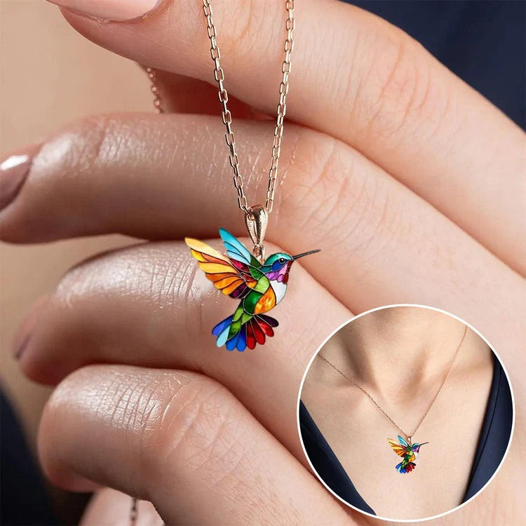 Vaila™ Hummingbird Rainbow Collar + Matching Earrings Gift