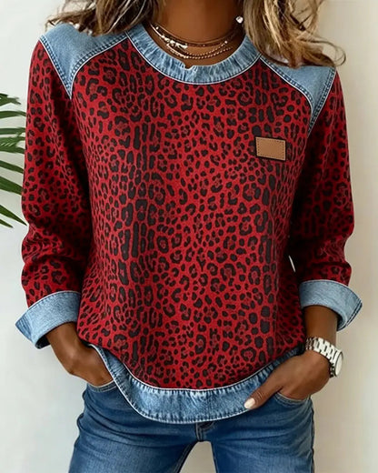 Virezza™ Leopard Patch Denim Sweater