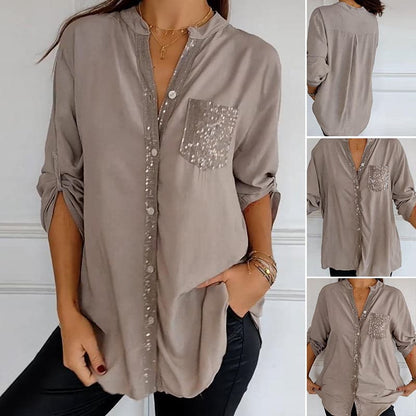Hadley™ Top Casual Patchwork with Shiny Sequins