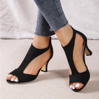 Alouettea™ Curved Side Cut Peep Toe Heels