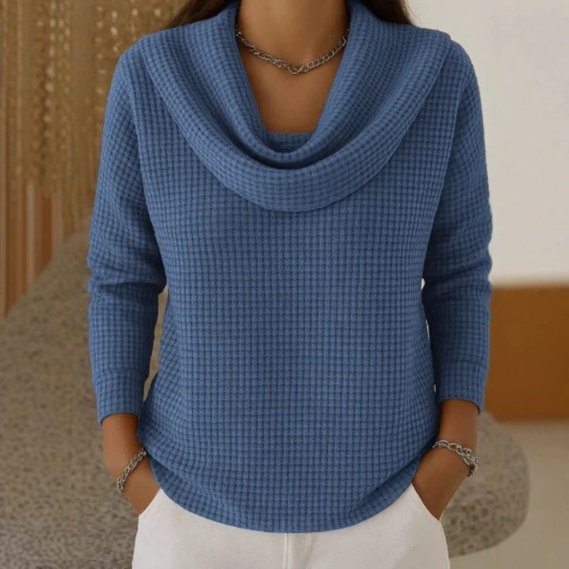 Zuri™ Soft Waffle Sweater with Elegant Neckline