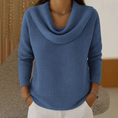 Zuri™ Soft Waffle Sweater with Elegant Neckline
