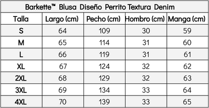 Barkette™ Dog Design Denim Texture Blouse