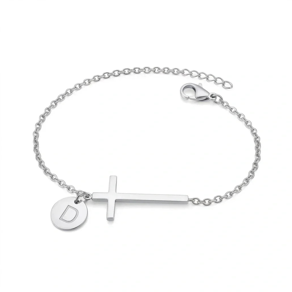 Elodryn™ Initial Sacred Bracelet – Personalized Cross