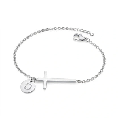 Elodryn™ Initial Sacred Bracelet – Personalized Cross
