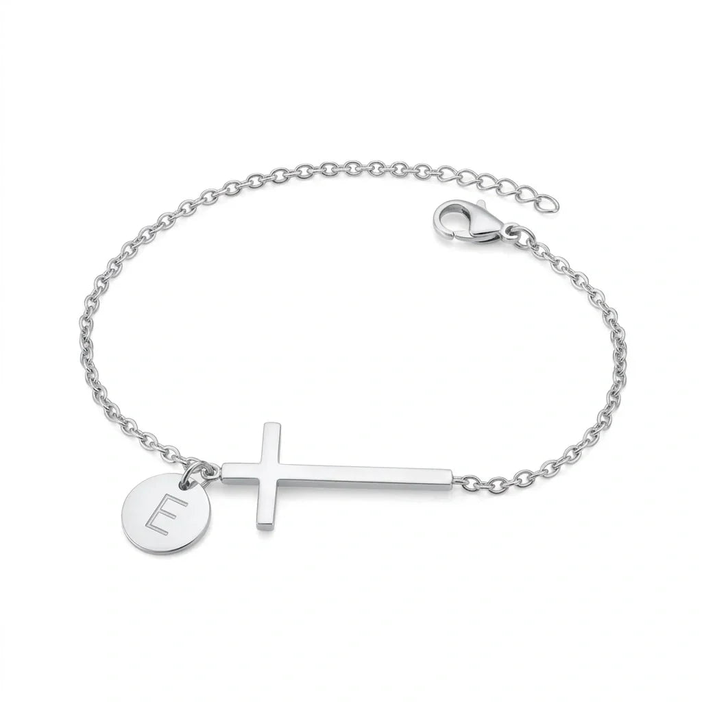 Elodryn™ Initial Sacred Bracelet – Personalized Cross