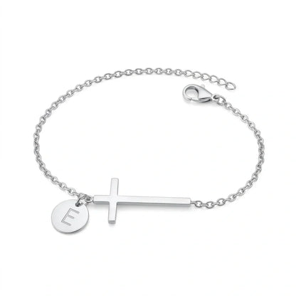 Elodryn™ Initial Sacred Bracelet – Personalized Cross