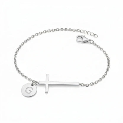 Elodryn™ Initial Sacred Bracelet – Personalized Cross