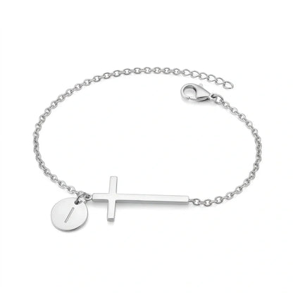 Elodryn™ Initial Sacred Bracelet – Personalized Cross