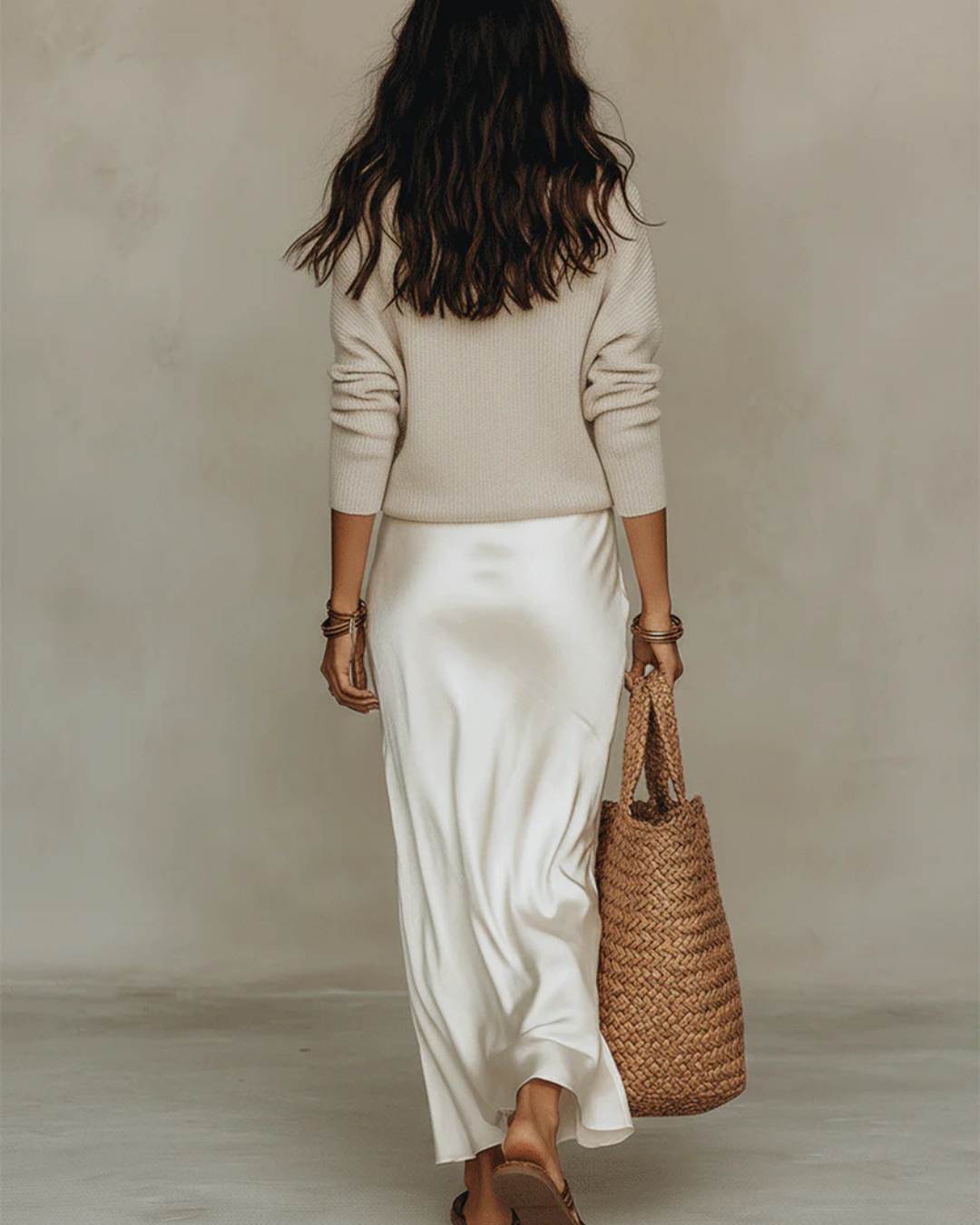 Elowra™ Satin Midi Dress with Included Sweater