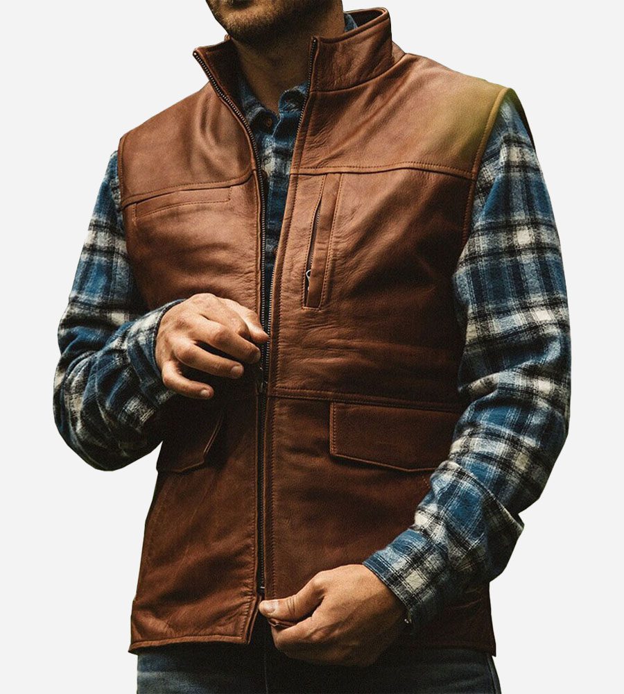 Arvion™ Men's Lambskin Motorcycle Style Vest