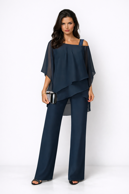 Orosette™ Modern Asymmetrical Top and Wide Pants Set