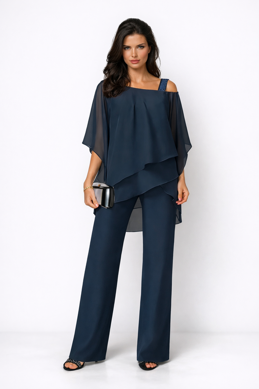 Orosette™ Modern Asymmetrical Top and Wide Pants Set