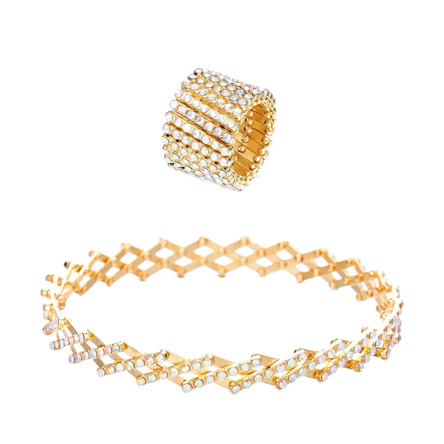 Carys™ Ring and Bracelet Set in Elegant Gold Finish