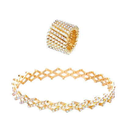Carys™ Ring and Bracelet Set in Elegant Gold Finish