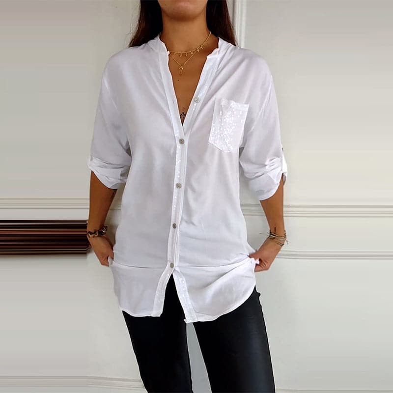 Hadley™ Top Casual Patchwork with Shiny Sequins