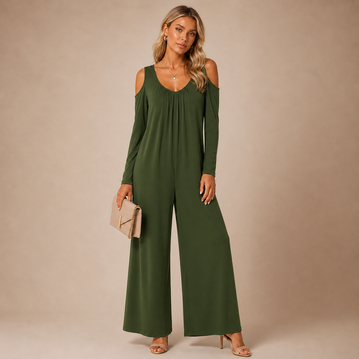 Tansira™ Elegant Jumpsuit with Off-Shoulder Design and Included Earrings