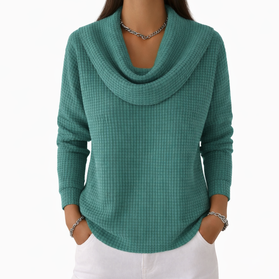Zuri™ Soft Waffle Sweater with Elegant Neckline