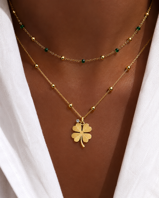 Xyla™ Elegant Gold-Finished Steel Clover Necklace