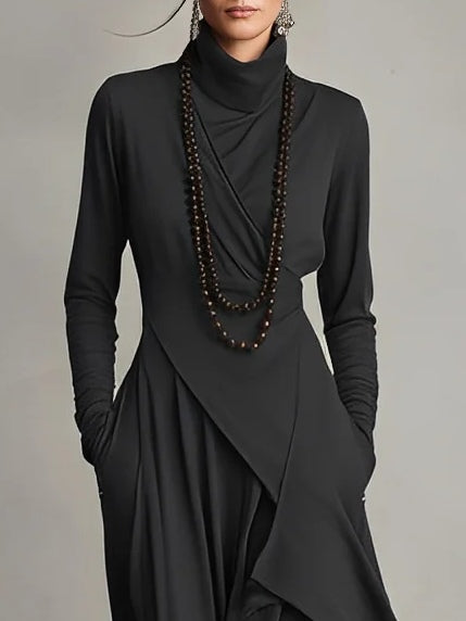 Quellora™ Maxi Dress with Cross Cape