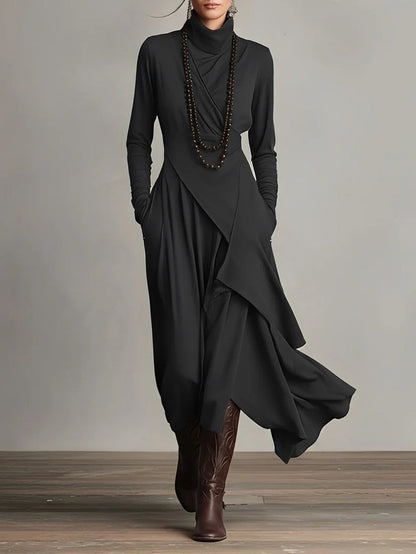 Quellora™ Maxi Dress with Cross Cape
