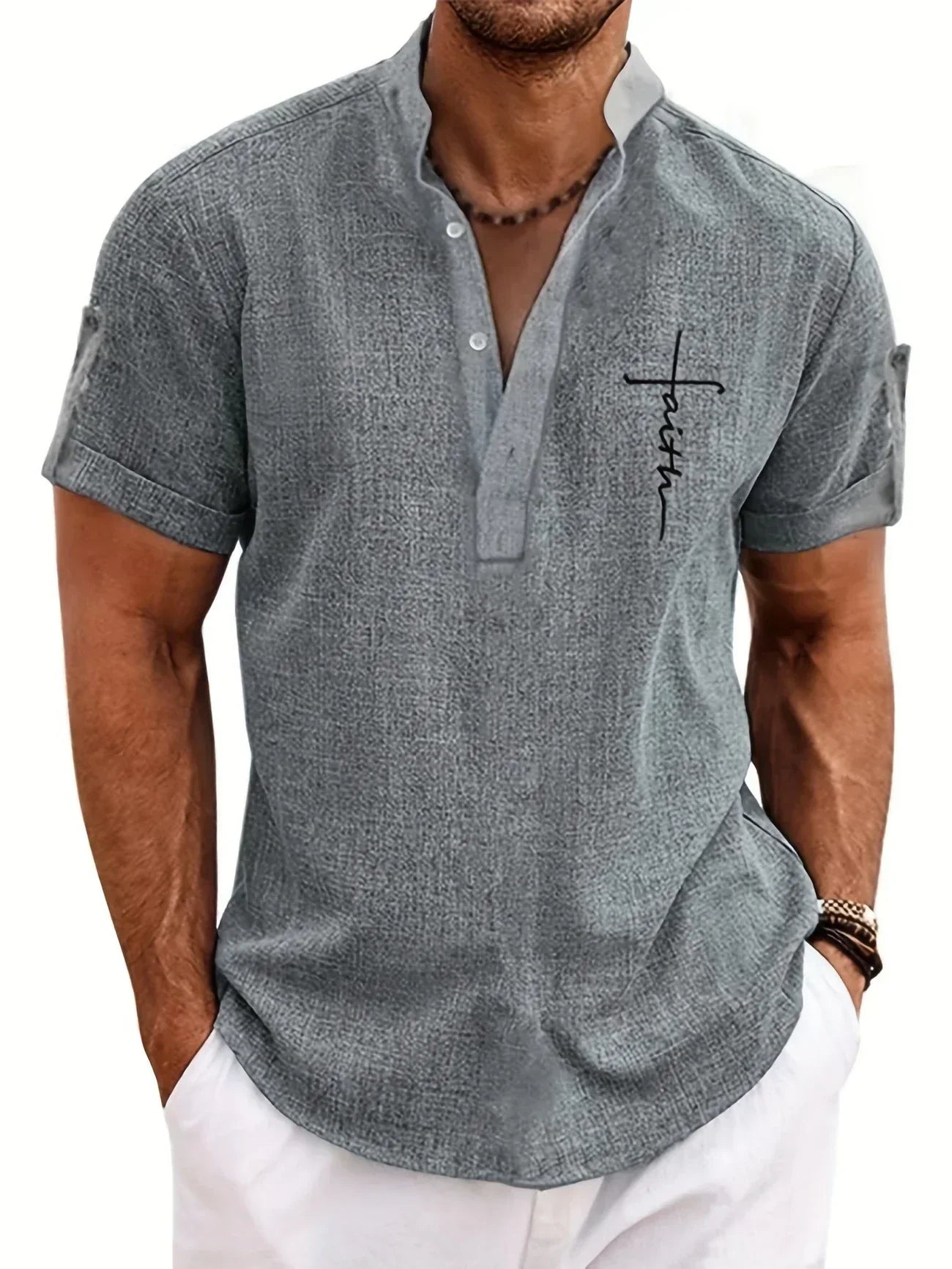 Hayes™ Elegant Short-Sleeve High-Collar Shirt