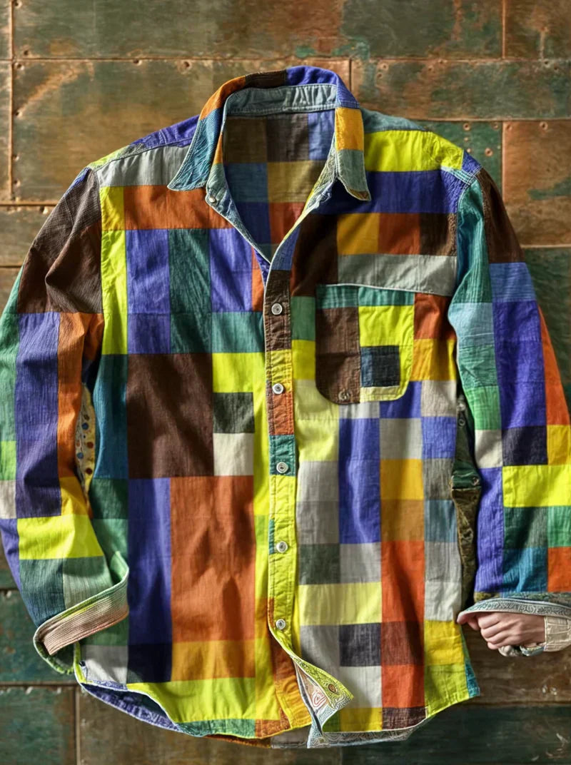 Grant™ Premium Patchwork Shirt – Unique Style and Comfortable Fit.