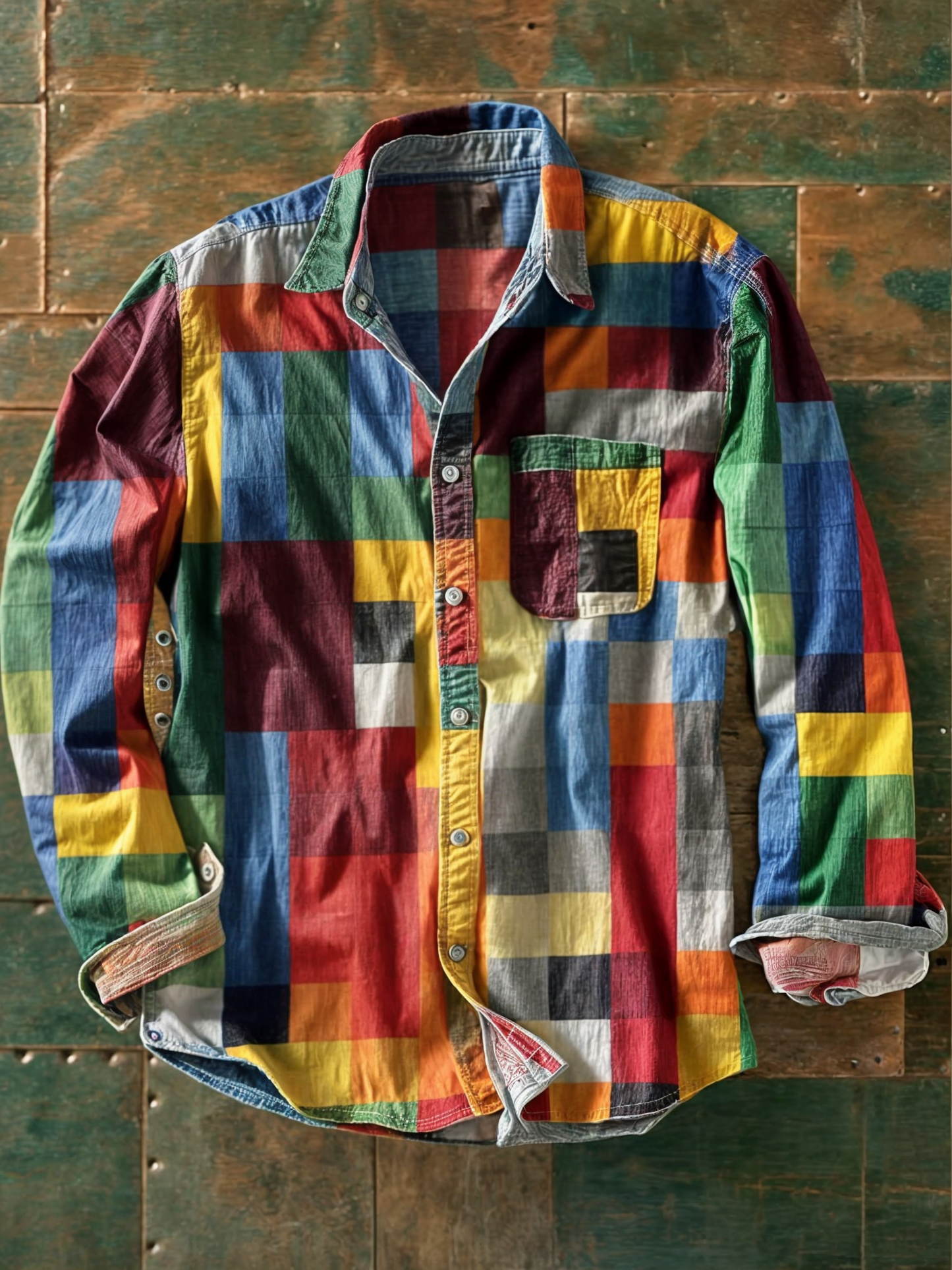 Grant™ Premium Patchwork Shirt – Unique Style and Comfortable Fit.