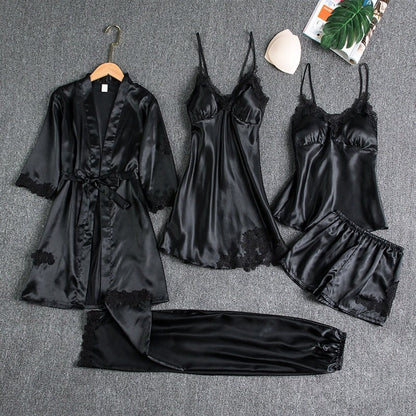 Rosmira™ Luminous Silk Night Set Five Pieces