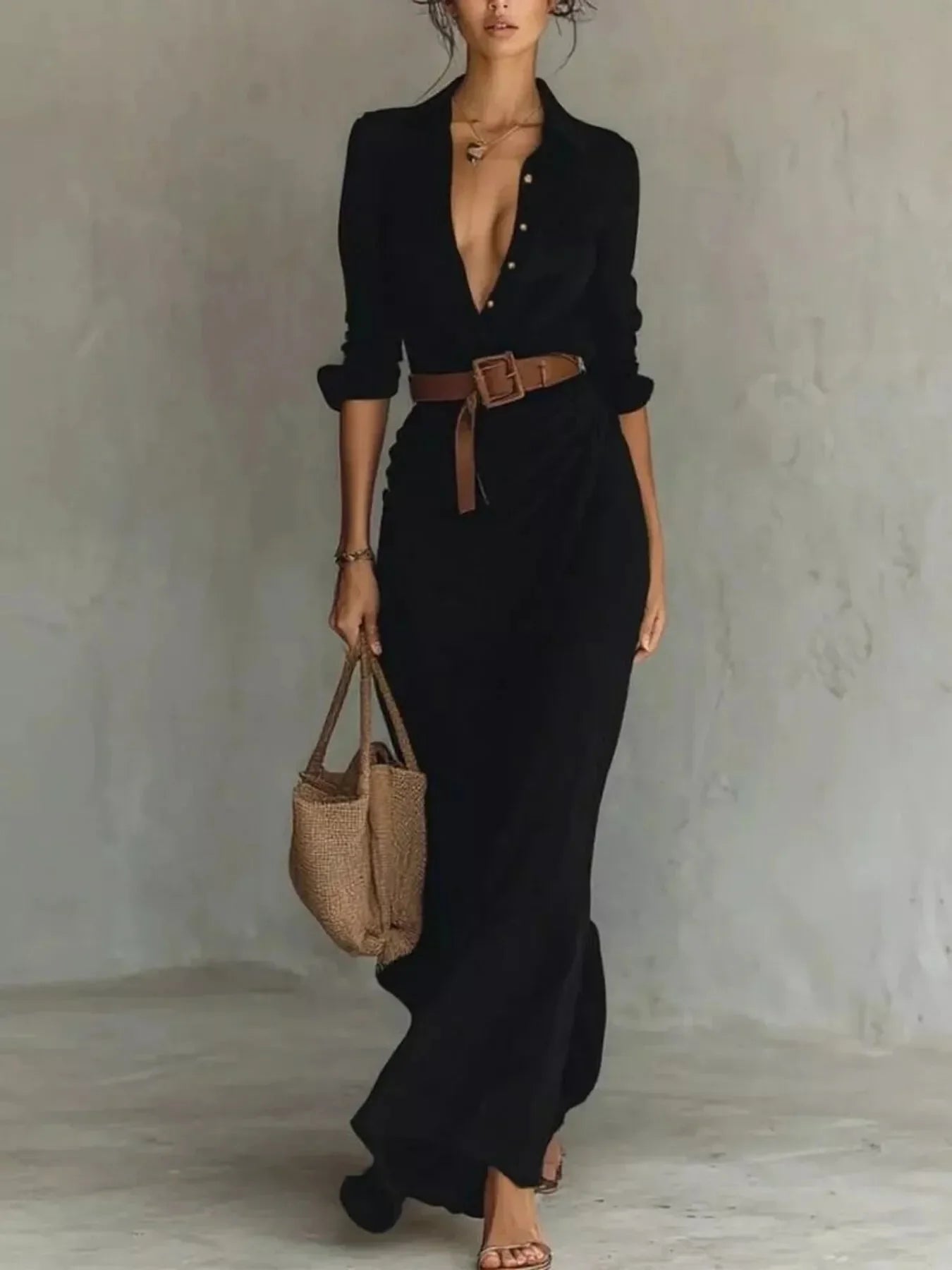 Auvéra™ Versatile Long Sleeve Maxi Dress for an Elegant Look