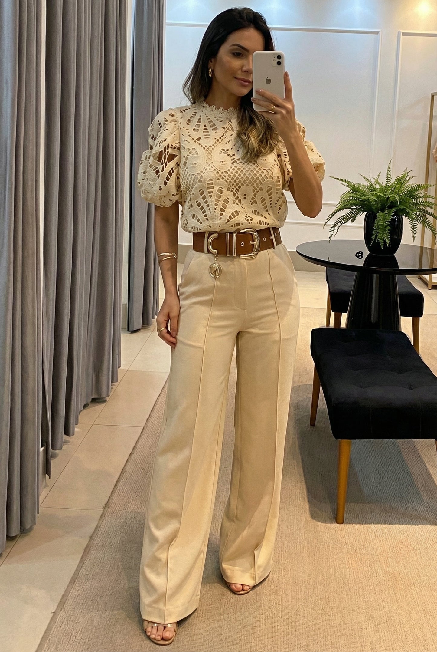 Sireva™ Elegant Blouse and Pants Set with Flowing Fall