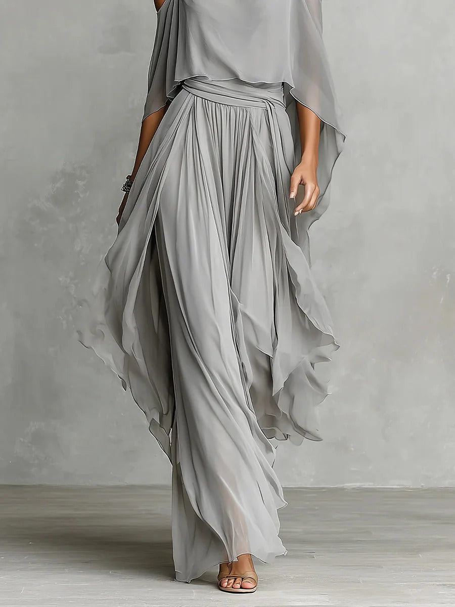 Marvynne™ Gray Flowing Set with Spaghetti Strap Top and Lightweight Pants