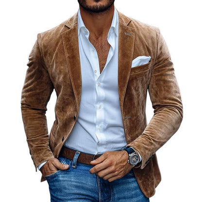 Brontel™ Classic Cut Suede Blazer with Two Buttons