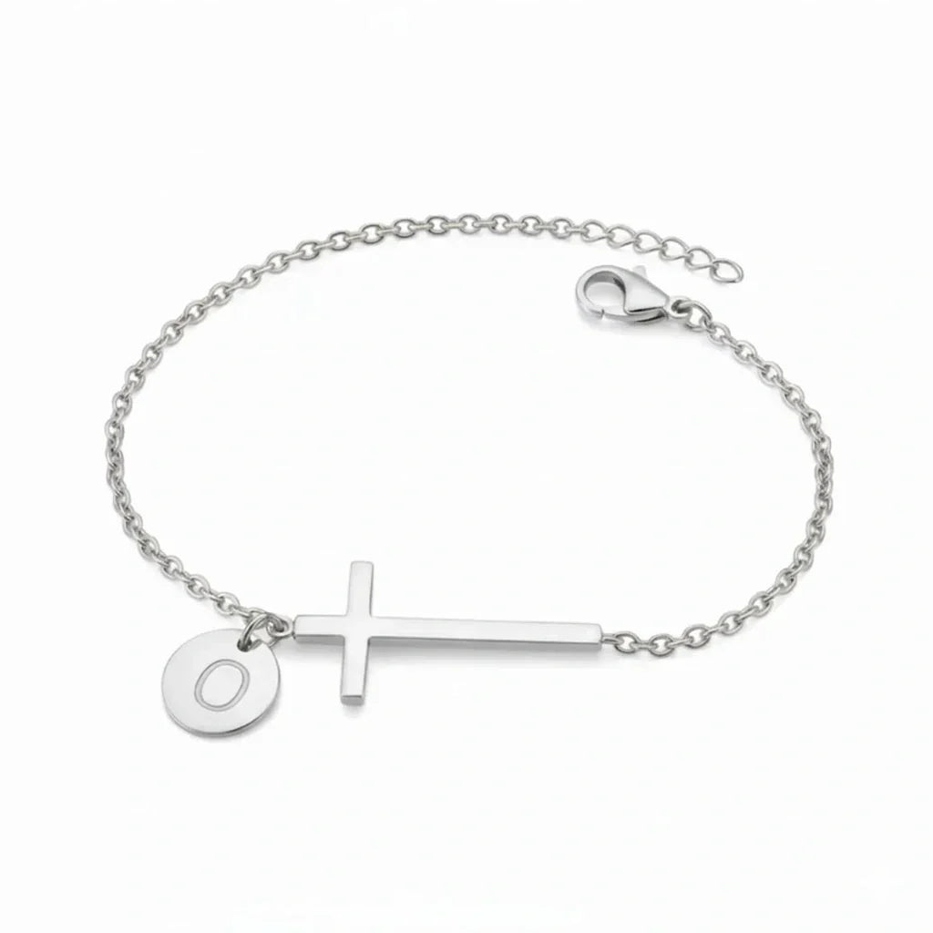 Elodryn™ Initial Sacred Bracelet – Personalized Cross