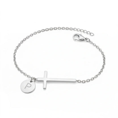Elodryn™ Initial Sacred Bracelet – Personalized Cross