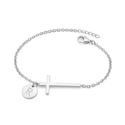 Elodryn™ Initial Sacred Bracelet – Personalized Cross